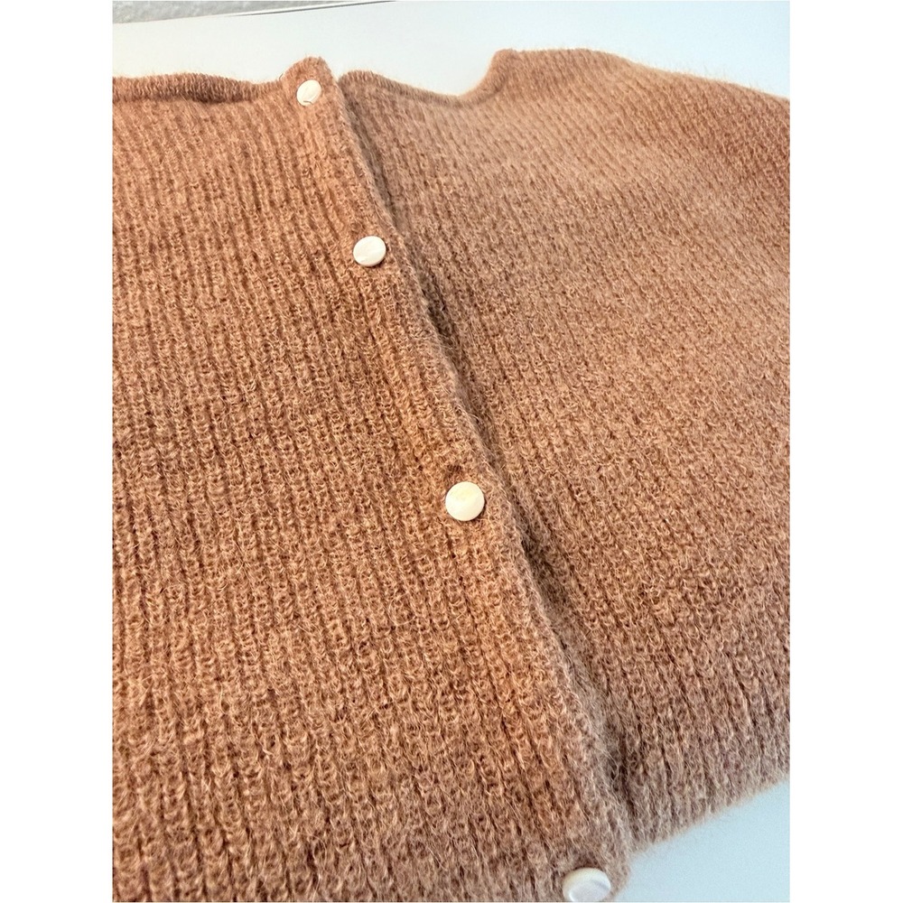 Sezane Gaspard Button-Back Cardigan in Camel Brown Size XS NWT - Picture 6 of 6